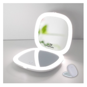 Aina Double Sided LED Hand Mirror Portable Mini Travel Light Magnifying Mirror