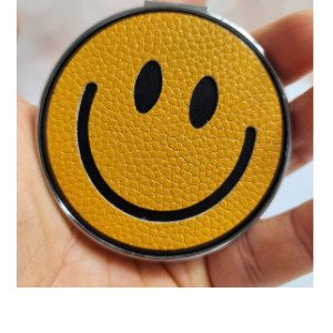 Cute Smile Portable Folding Mini Hand Mirror, 1pc, Yellow