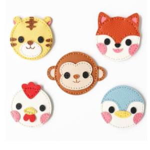 Minhwa Shop Leather Round Hand Mirror Making Set Chicken, Set of 5, Mixed Colors (UDPLT0014)