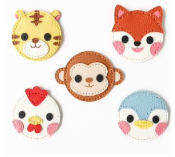 Minhwa Shop Leather Round Hand Mirror Making Set Chicken, Set of 5, Mixed Colors (UDPLT0014)