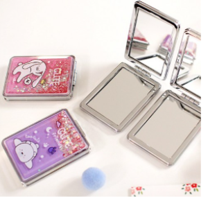 2 Pack Water Pearl Glitter Portable Character Hand Mirror