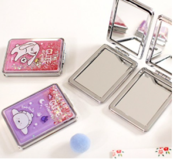 2 Pack Water Pearl Glitter Portable Character Hand Mirror