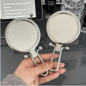 Modernion Folding Hand Mirror Double Sided Magnifying Glass, Silver 2 Backgrounds, 1 Piece