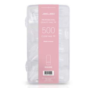 Gelo Gelo Artificial Nail Tips 500p Set, Square Transparent, 1pc