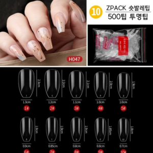 “ZPACK artificial nail extension tips ZPACK short ballet tips 500p set, transparent tips, 1 piece “