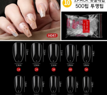 “ZPACK artificial nail extension tips ZPACK short ballet tips 500p set, transparent tips, 1 piece “