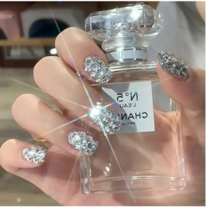 Tokyo Nail 10p Bling Bling Full Parts Nail Tips Wedding Photoshoot Bsha Nail Party Use Delicate Fit Feminine Nail Tips Detachable Reusable Almond Shape Overseas Travel Nails Idol Nail Art Tips Competition Stage Artificial Nails