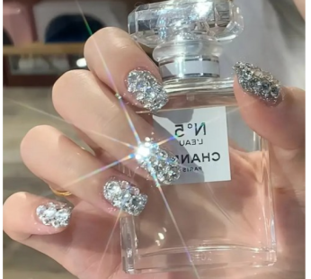 Tokyo Nail 10p Bling Bling Full Parts Nail Tips Wedding Photoshoot Bsha Nail Party Use Delicate Fit Feminine Nail Tips Detachable Reusable Almond Shape Overseas Travel Nails Idol Nail Art Tips Competition Stage Artificial Nails