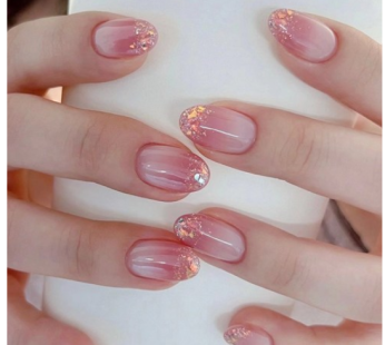 “Wedding Gel Nail Tips Adhesive Artificial Nails Cheek Gradient Glitter Glitter, T-83, 2 pcs “