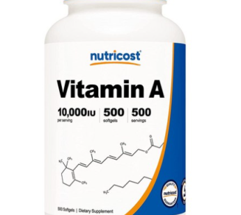 Nutricost Vitamin A 10000IU Softgels, 500 Tablets, 1 Softgel
