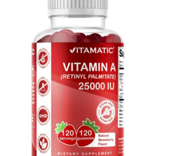 Vitamatic Vitamin A 25000IU Natural Strawberry Flavor Flavor Gummies