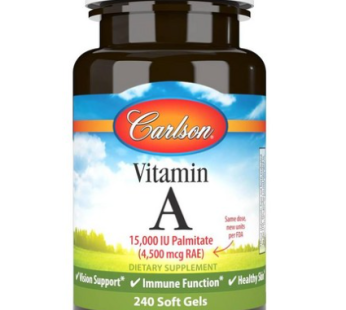 Carlson Vitamin A 15000IU (4500mcg RAE) 240 Softgels, 240 Tablets, 1 Tablet