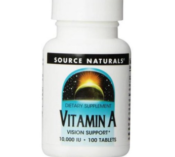 SourceNaturals Vitamin A 10000IU (3 months 10 days), 100 Tablets, 1 Tablet
