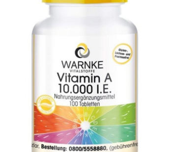 Vitamin A 10.000IU Retinol Retinyl Acetate 100 tablets over 3000 mg per tablet German quality