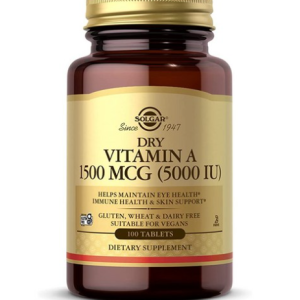 Solgar Dry Vitamin A 1500 mcg (5000 IU) 100 Tablets, 100 Tablets, 3 Tablets