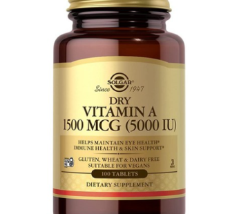 Solgar Dry Vitamin A 1500 mcg (5000 IU) 100 Tablets, 100 Tablets, 3 Tablets