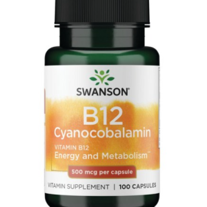 Swanson Vitamin B-12 500 mcg Capsules, 100 Tablets, 1 Capsule