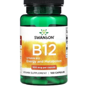 Swanson High Vitamin B12 500 mcg Capsules 100, 100 Capsules, 1