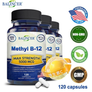 Vitamin B12-5000 MCG Supplement with Methylcobalamin (Methyl B-12) – Supports full-strength vitamin B 12 for a natural energy boost and support brain and heart function.