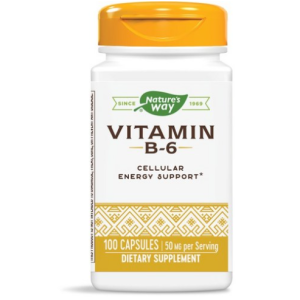 Nature’s Way Vitamin B-6 50 mg Capsules, 100 Tablets, 1 Capsule