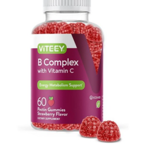 Vitamin B Complex Gummies Vitamin C Vitamin B6 Vitamin B12 Niacinamide Folate Biotin Calcium Energy Support Strawberry, 60 Tablets 1