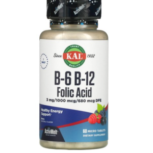 KAL B-6 B-12 Folic Acid Berry Micro Tablets 60, 60 Tablets, 1 Tablet