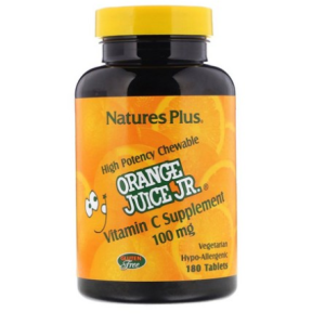Nature’s Plus Orange Juice Jr. Vitamin C Supplement 100 mg 180 Tablets, 180 Tablets, 1 Tablet