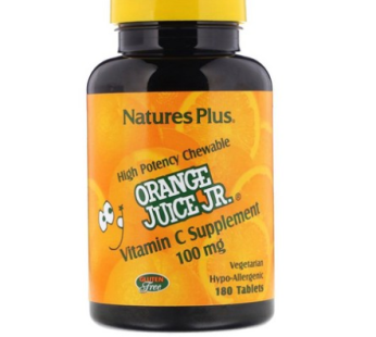 Nature’s Plus Orange Juice Jr. Vitamin C Supplement 100 mg 180 Tablets, 180 Tablets, 1 Tablet