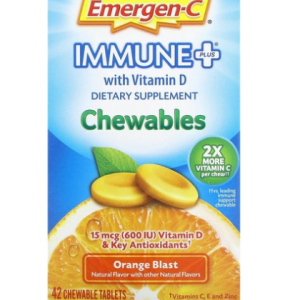 Emergen-C Plus With Vitamin D Orange Blast 42 Chewable Tablets, 1 Emergen-C ,…,