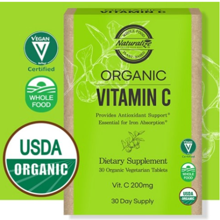 Vitamin C Antioxidant Natural Vitamin C Plant-Derived Vitamin Ascorbic Acid Vitamin C Organic Ingredients Prenatal Vitamin C, 30 Tablets, 1 Tablet