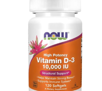 Now Foods Vitamin D-3 10000IU Softgels, 120 Tablets, 1 Count
