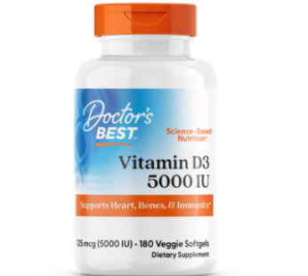 Doctors Best Vitamin D3 5000 IU Vegesoft Gel, 180 tablets, 1