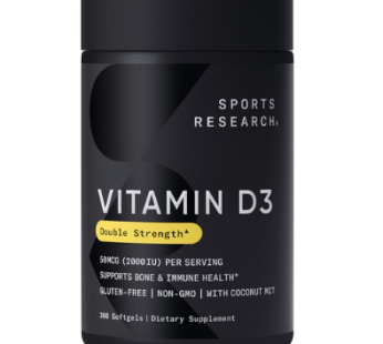 Sports Research Vitamin D3 50mcg Soft Gel, 360 tablets, 1