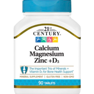 21st century calcium magnesium zinc + D3 tablet, 90 tablets, 1″