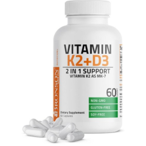 Bronson Vitamin K2 D3 (MK7) supplemental analogy electronic operation formula 5000IU (125 mcg) 90 mcg MK-7 Easy to swallow 60 capsule