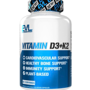 EVLUTIONNUTRITION Vitamin D3 + K2 Vegie Capsule, 1, 60 tablets