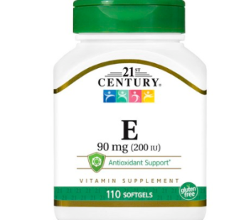 21st century vitamin E 90mg 200IU soft gel, 1, 110 tablets