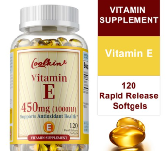 Vitamin E 1000IU 450mg Capsule -Prevention of skin hair and eye health support aging, 1, 60 tablets