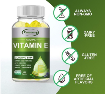 Vitamin E Capsule, a natural antioxidant for supporting and nutrition of skin, improves skin moisture. 1, 1, 60 tablets