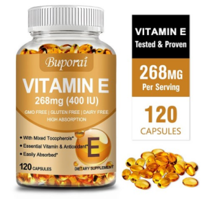 Vitamin E 400 IU -Health support for immune function and overall well -being, 1, 60 tablets