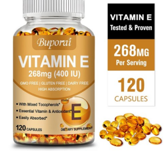 Vitamin E 400 IU -Health support for immune function and overall well -being, 1, 60 tablets