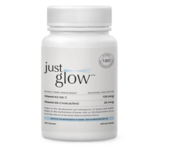 Just Glow Vitamin K2 + D3 MK7 120mcg + 1000 IU Vegetapsules, 1, 180 tablets